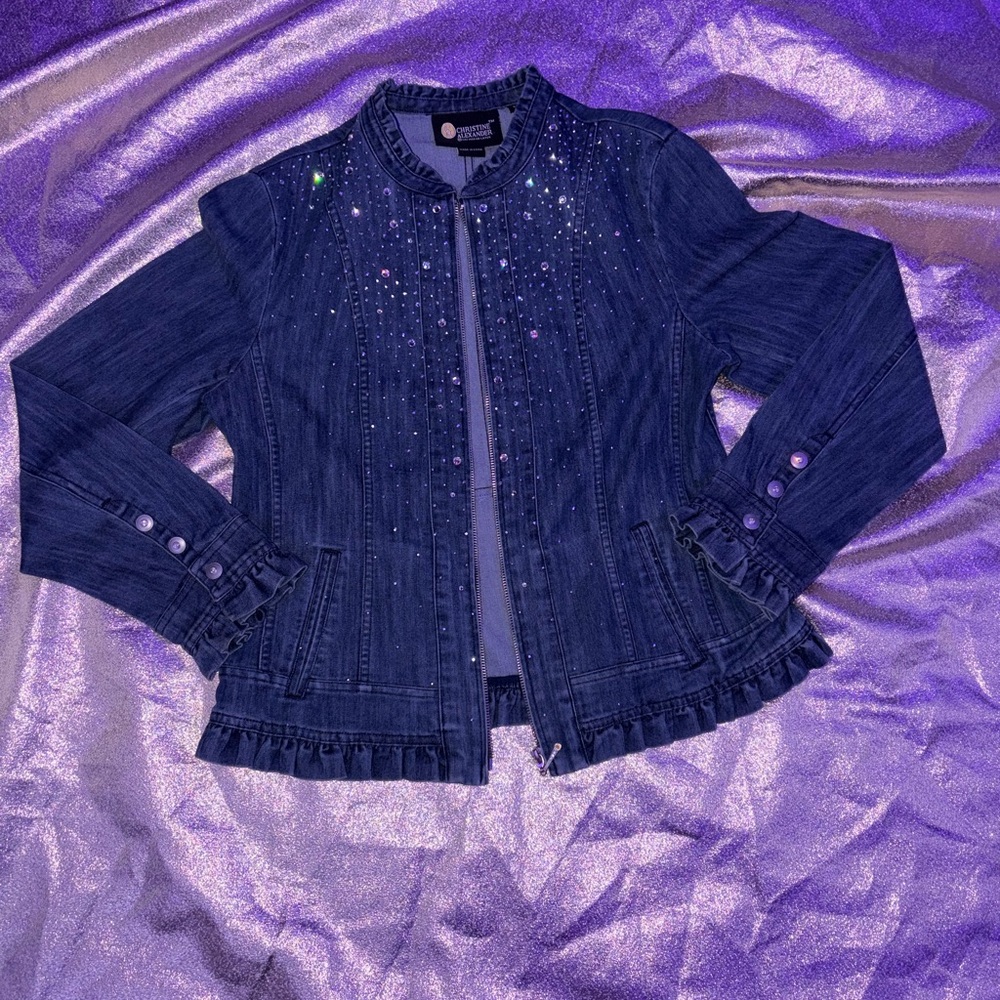 Women's Denim Jacket with Sparkle Details
